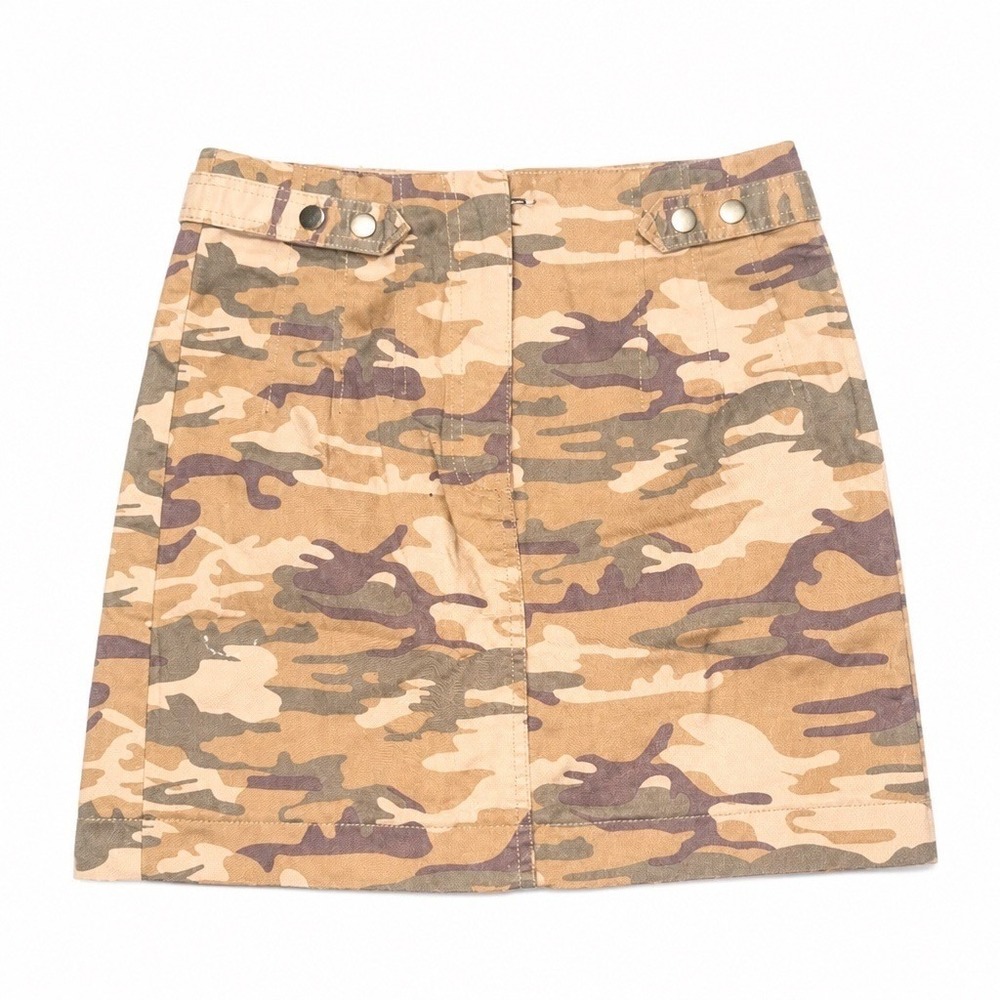 River Island Womens Camouflage Mini Skirt Beige Brown Desert Camo Size 2 NEW